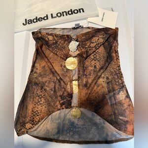 Jaded London Gualia Strapless
Cut Out Mesh Top W/Shells in Snake Print Brown S